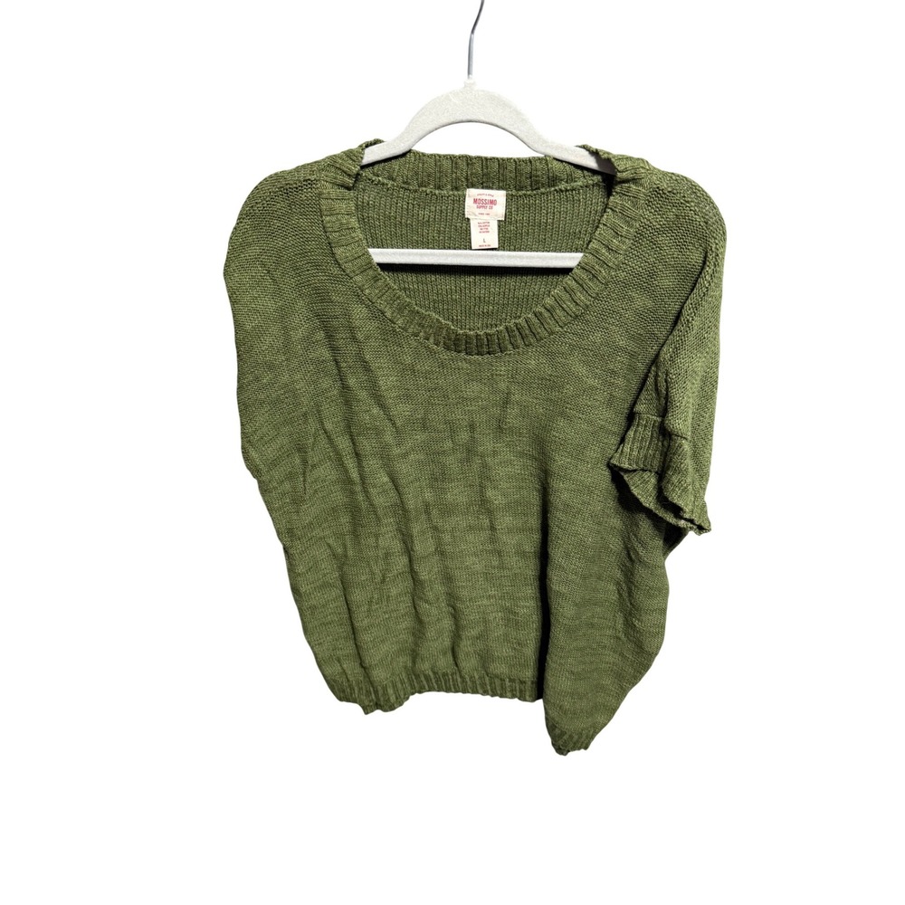 Mossimo Short Sleeve Sweater Women L Olive Green Excellent Knit Scoop Neck - Picture 7 of 7
